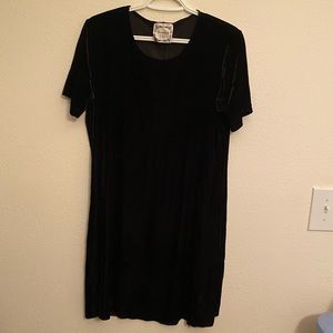 Vintage Black Stretch Velvet Minidress